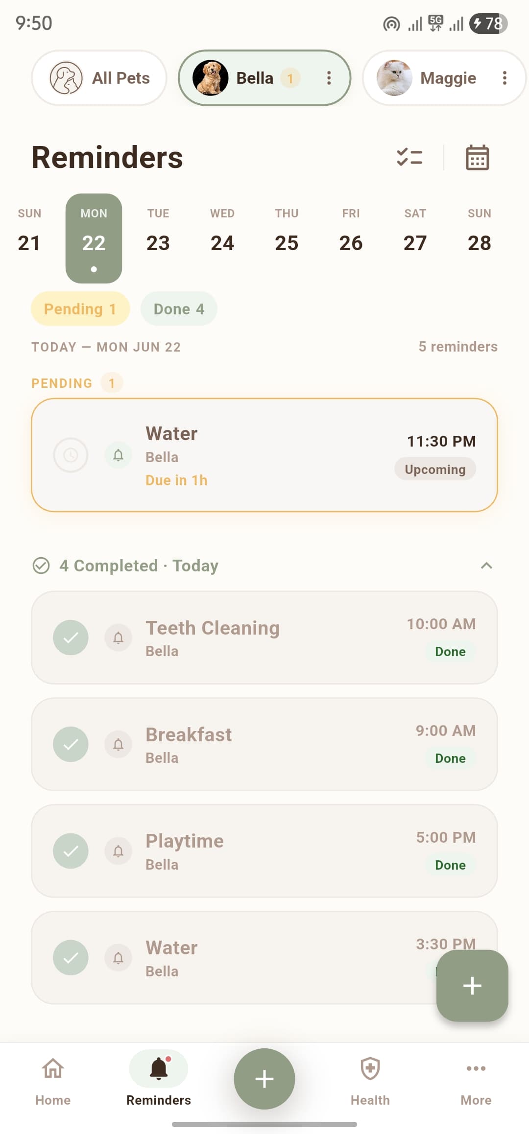 Never Miss Important Care — Setiora app screen